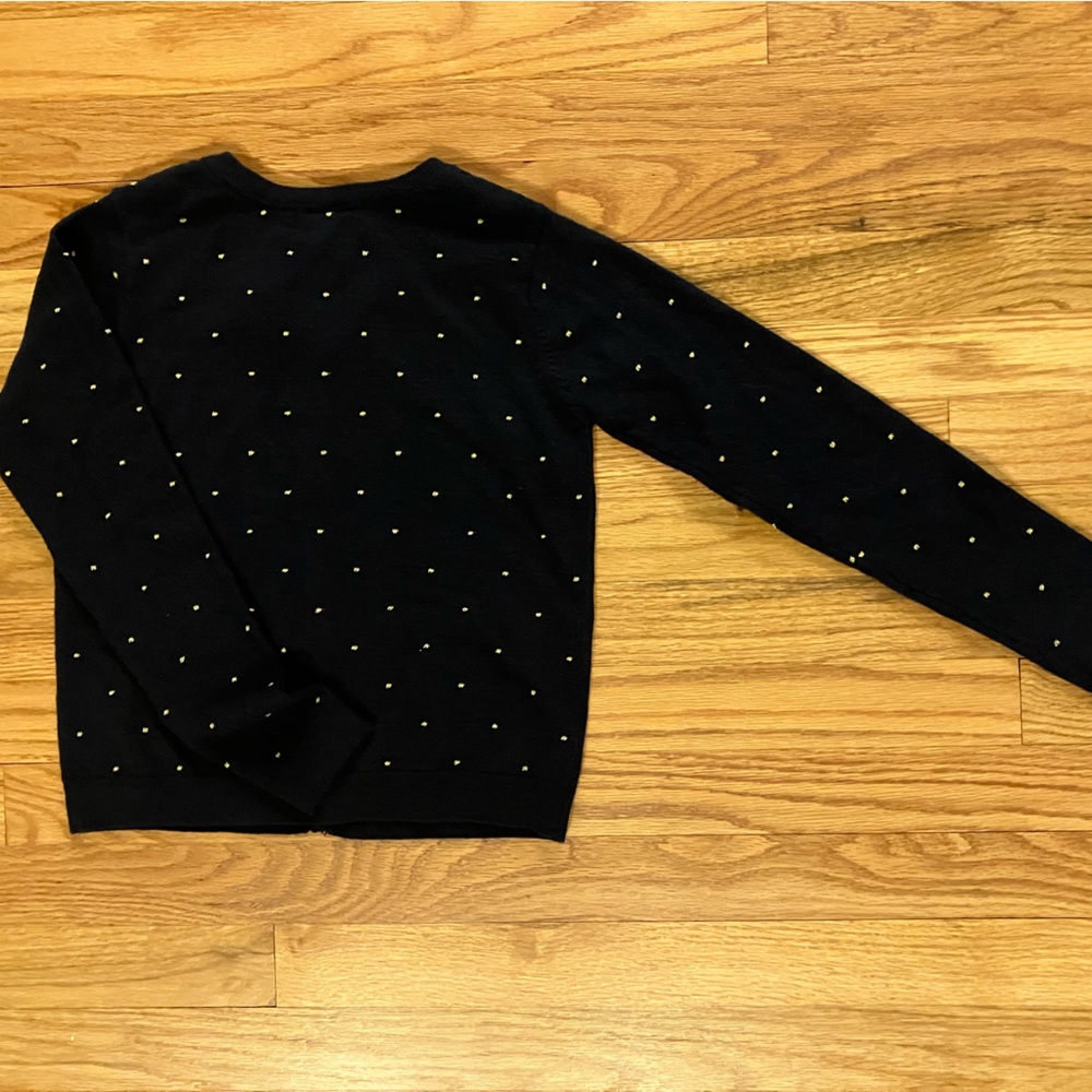 Jacadi  Paris Sweater NWT Navy W/ Gold Polka Dots Size 140 CM - Picture 2 of 8